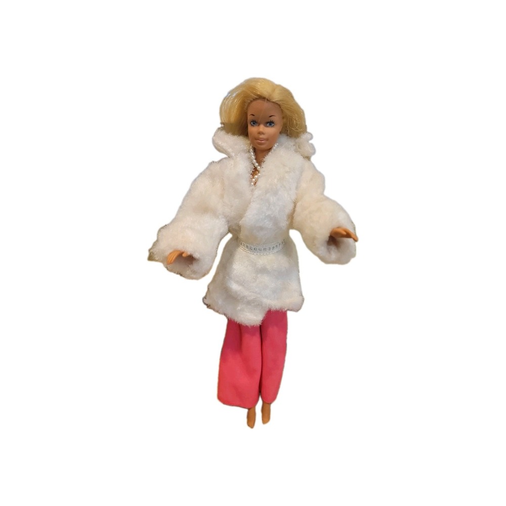 Vintage 1970's Sun Lovin' Malibu P.J. Doll #1187 Complete Outfit Faux Fur Coat